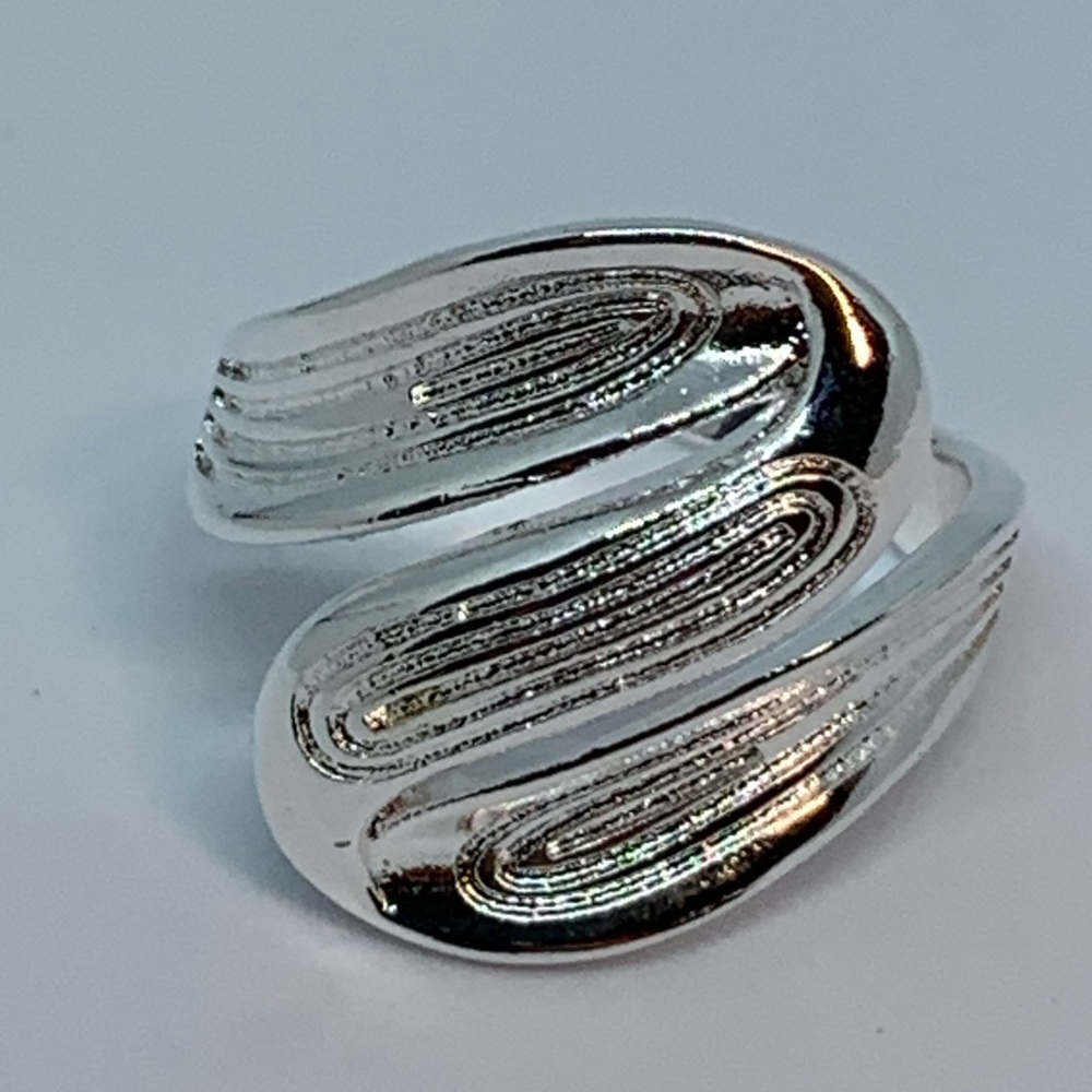 MODERN WAVE SILVER PLATED OPEN BACK RING